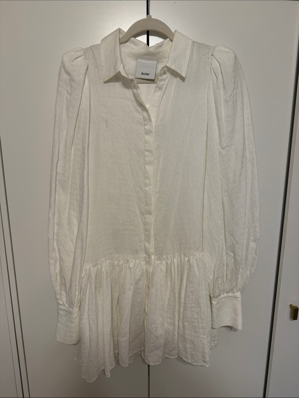 Acler Ivory Ruffle-Hem Button-Front dress